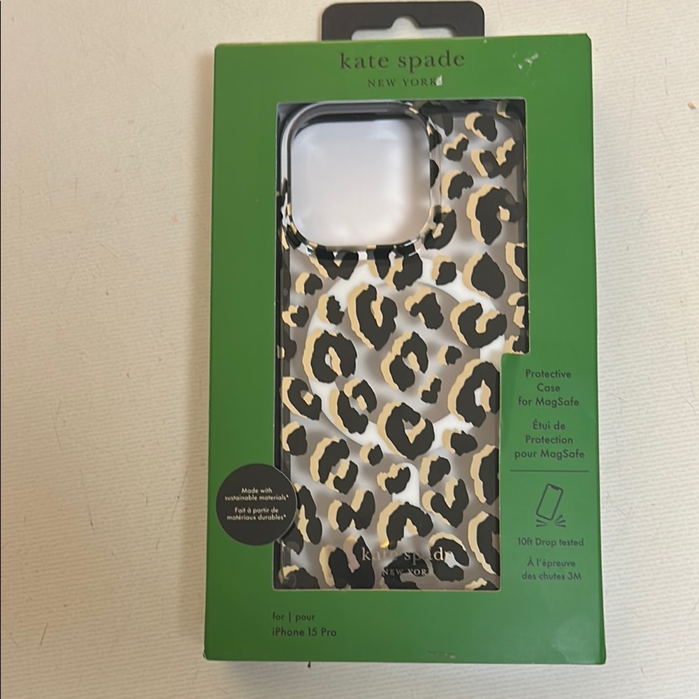 Kate Spade Black and Brown iPhone Case with Leopard Print